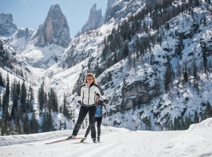Cross country skiing Dolomites UNESCO World Heritage